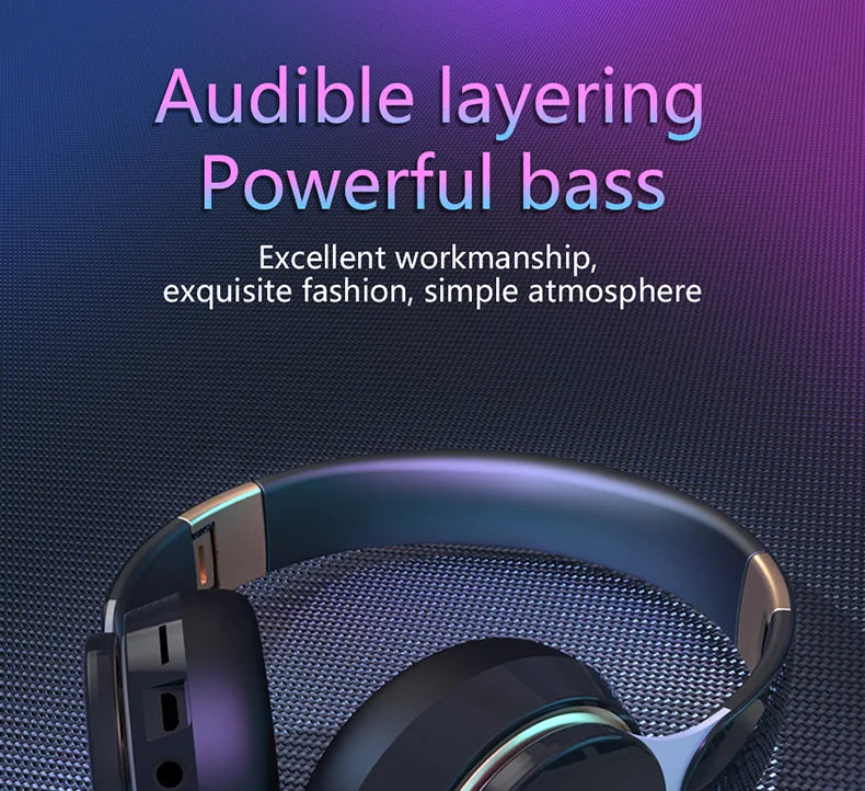 Headphones Bluetooth Wireless Headsets With Mic Music Gaming Sports Earpieces Great Bass Earphones Foldable Support TF SD-Card Merch Eternally
