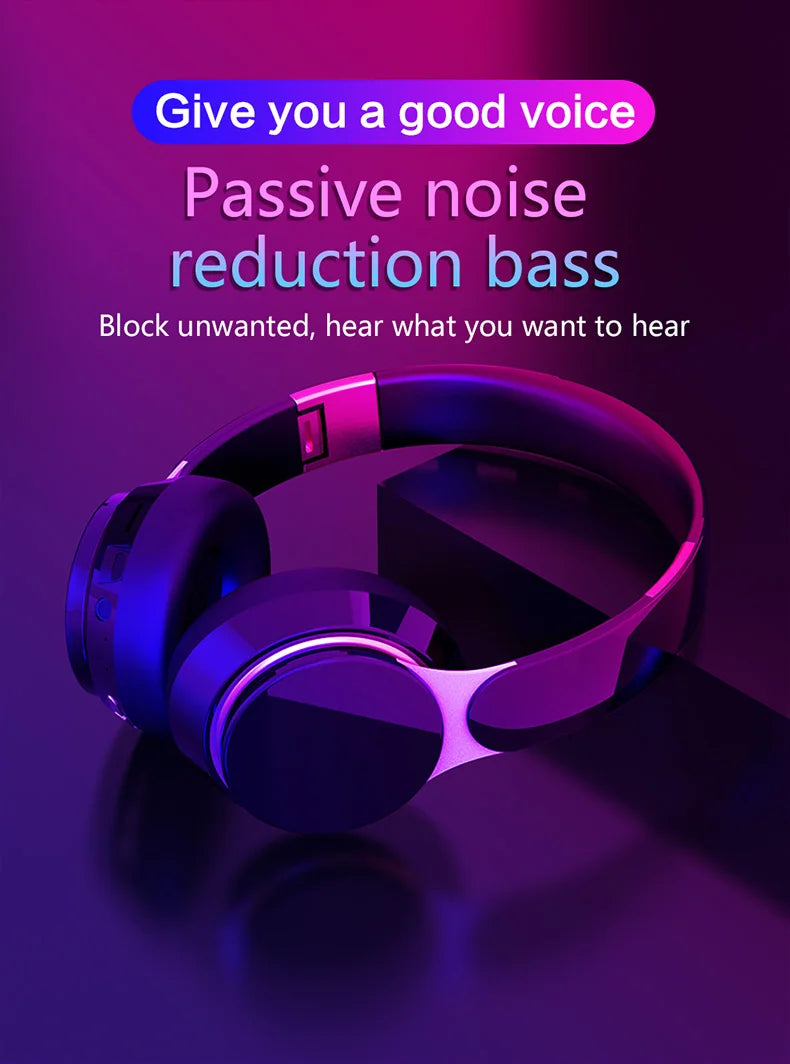 Headphones Bluetooth Wireless Headsets With Mic Music Gaming Sports Earpieces Great Bass Earphones Foldable Support TF SD-Card Merch Eternally