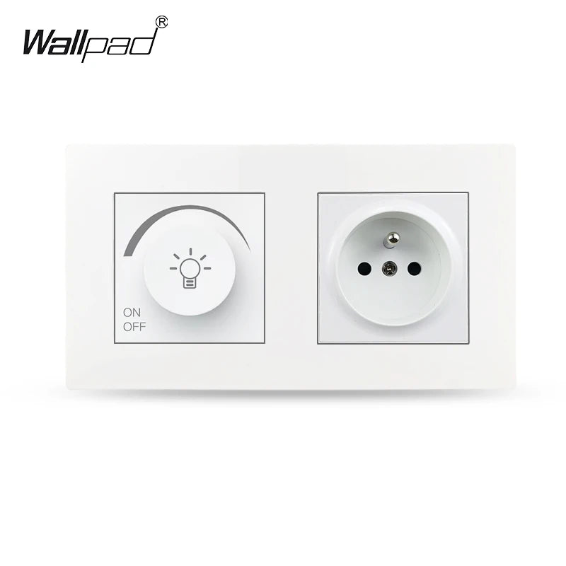 EU Wallpad Incandescent Halogen Light Dimmer Switch Rotary Knob Adjustable Brightness Controller Plastic Frame for LED Bulb Merch Eternally