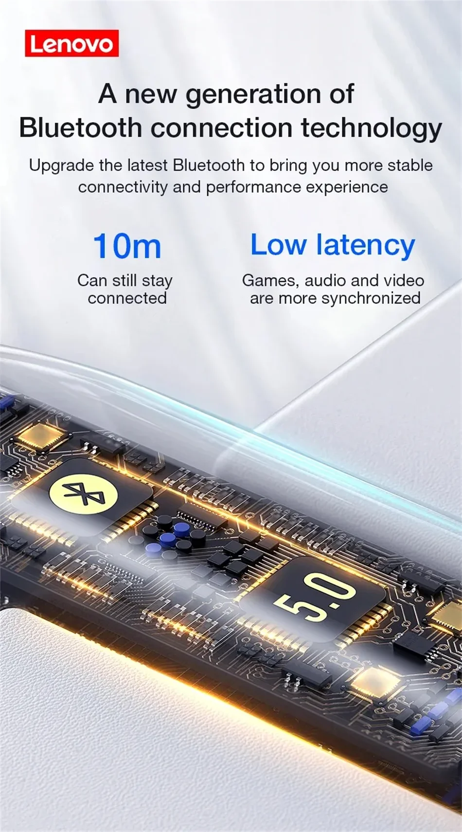 Lenovo HT38 TWS Sport Earphones, Mini Wireless Bluetooth Headset, HiFi Stereo Bass Fast Charging Case Sweatproof Running Earbuds Merch Eternally