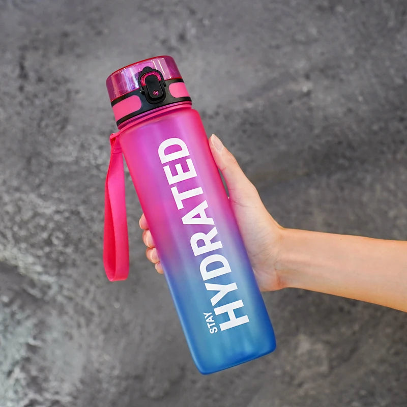 1pc 1000ml Large Capacity Transparent Plastic Water Bottle with Cap and Handle, Multiple Colors Available, Suitable for Outdoor Merch Eternally
