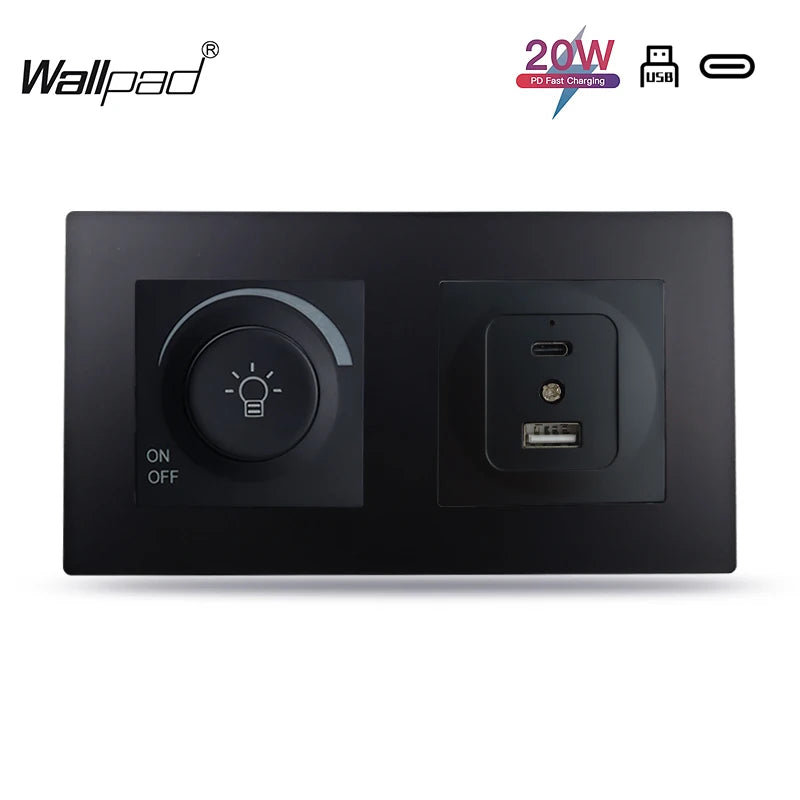 EU Wallpad Incandescent Halogen Light Dimmer Switch Rotary Knob Adjustable Brightness Controller Plastic Frame for LED Bulb Merch Eternally