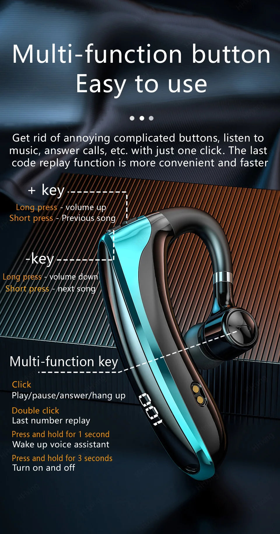 Wireless Bluetooth Headphones With Microphon Earphone ENC Noise Cancelling Handsfree Talking Headset Busines Auriculares Driving Merch Eternally