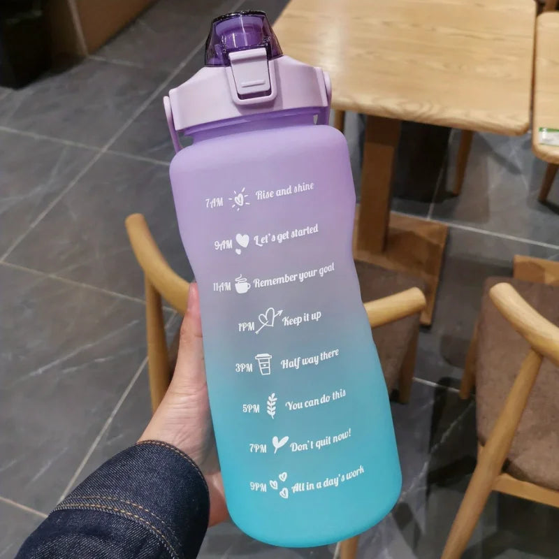 2 Liter Water Bottle Stay Hydrated Motivated Leak proof Plastic Sport Bottle Reminder Times Sports Outdoor Fitness Office Indoor Merch Eternally