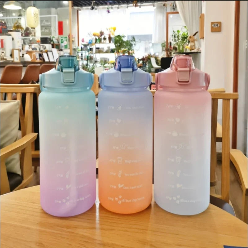 2 Liter Water Bottle Stay Hydrated Motivated Leak proof Plastic Sport Bottle Reminder Times Sports Outdoor Fitness Office Indoor Merch Eternally