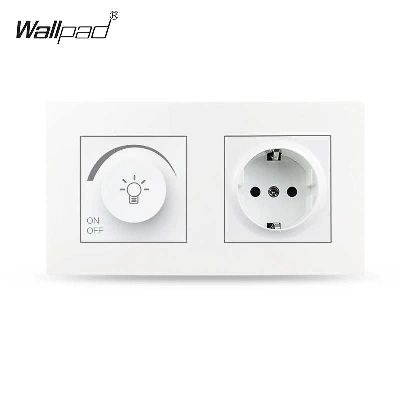 EU Wallpad Incandescent Halogen Light Dimmer Switch Rotary Knob Adjustable Brightness Controller Plastic Frame for LED Bulb Merch Eternally