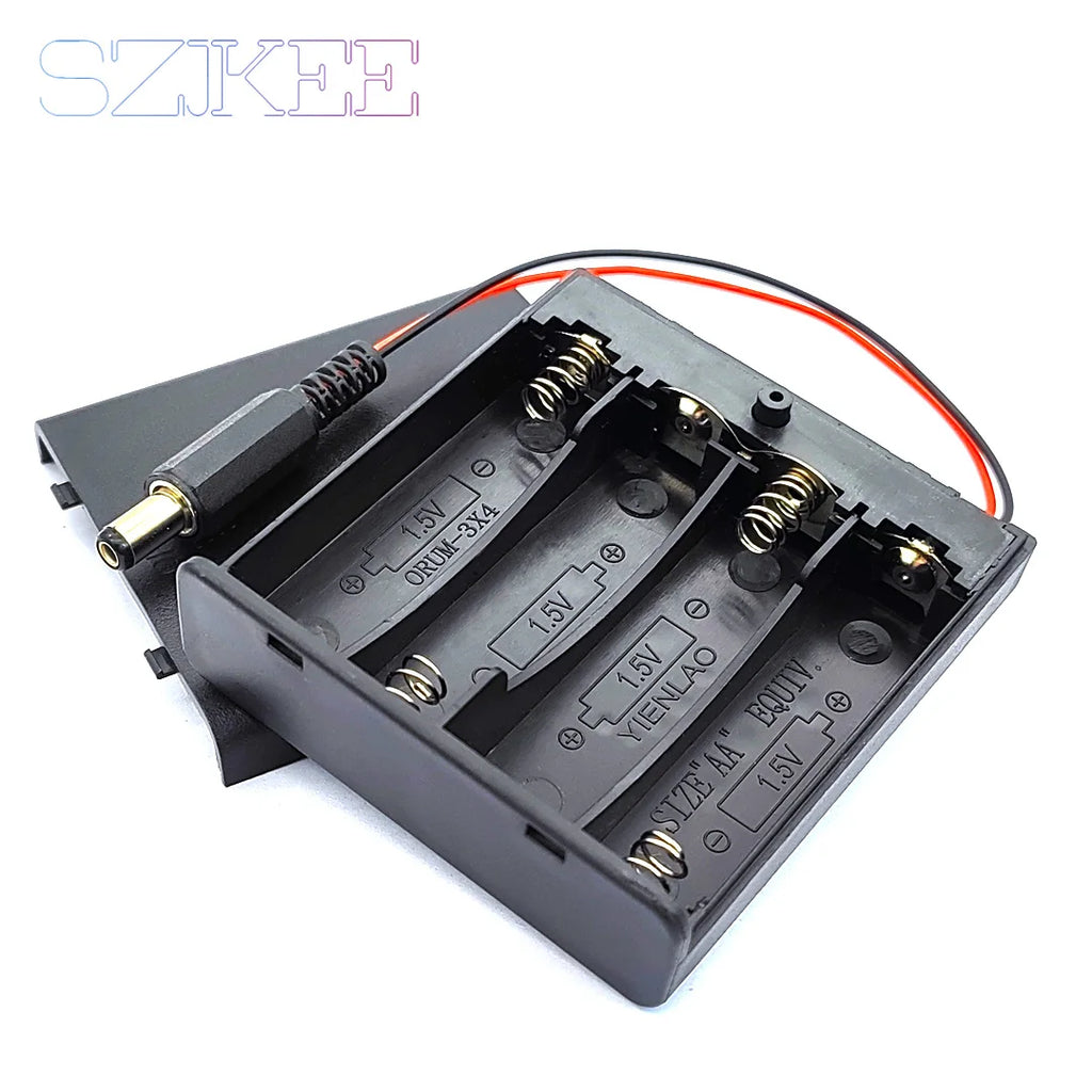 AA Battery Box AA Battery Holder With Cover And Switch DC 5.5 * 2.1mm Plug 2/3/4 Slots AA Battery Standard Container Merch Eternally