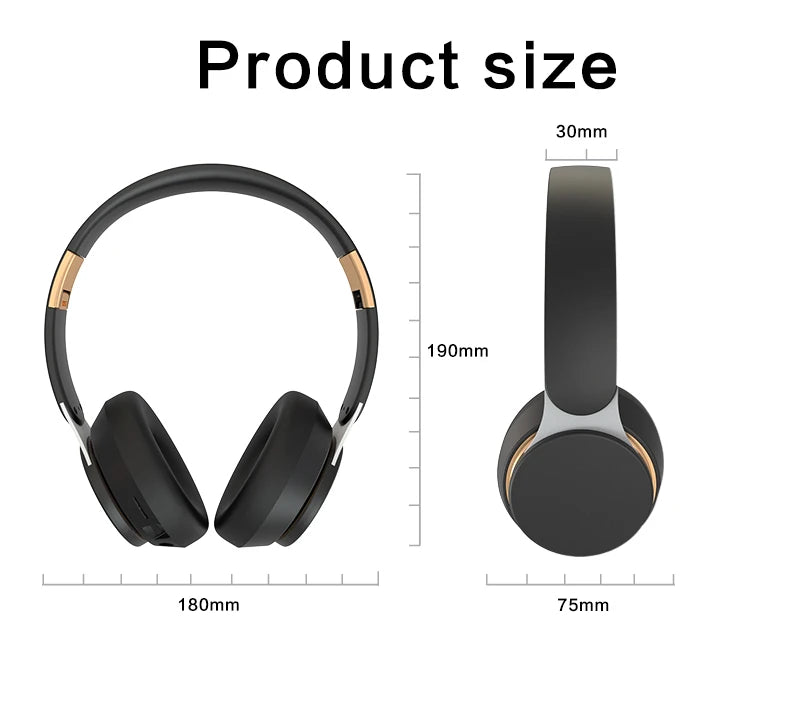 Headphones Bluetooth Wireless Headsets With Mic Music Gaming Sports Earpieces Great Bass Earphones Foldable Support TF SD-Card Merch Eternally