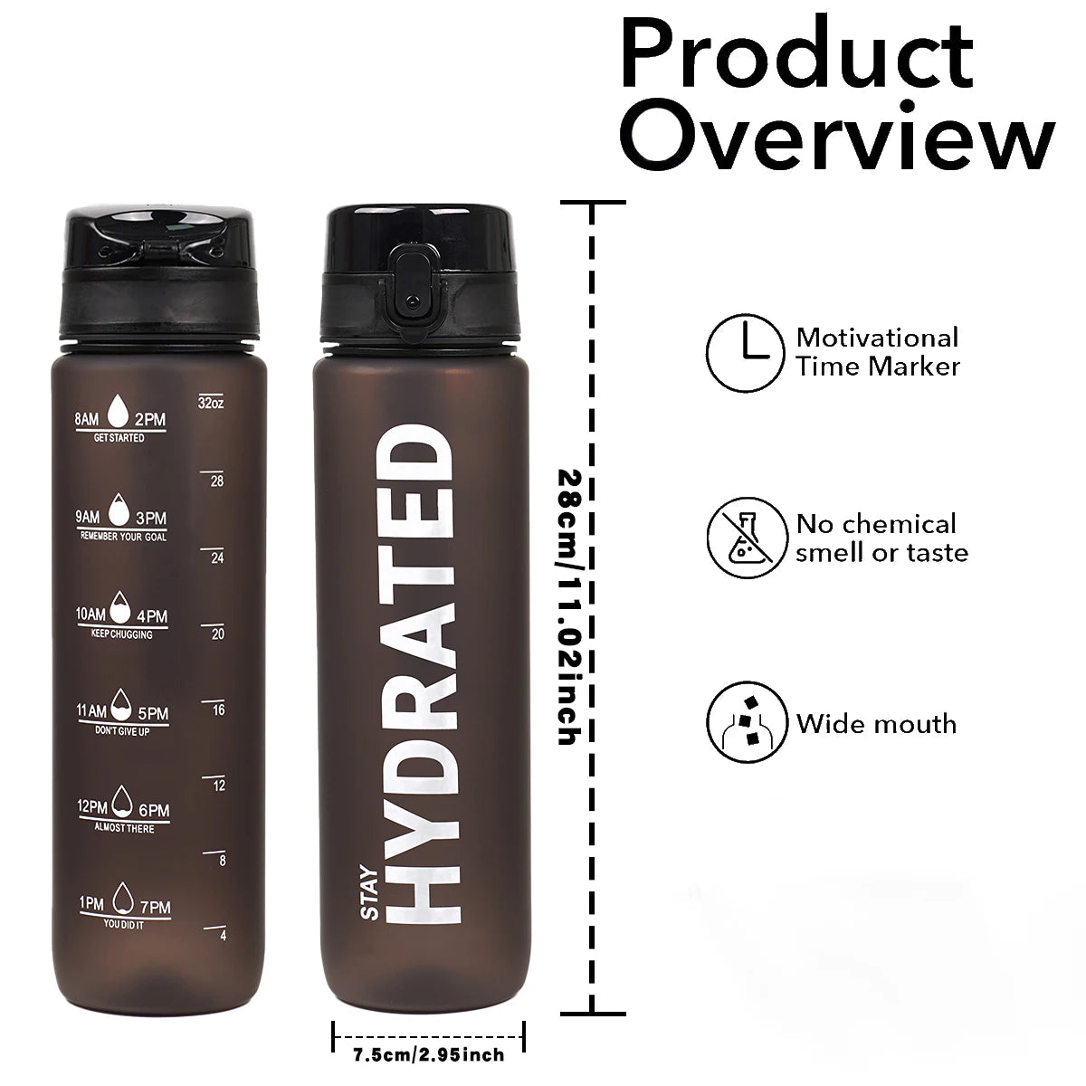 1pc 1000ml Large Capacity Transparent Plastic Water Bottle with Cap and Handle, Multiple Colors Available, Suitable for Outdoor Merch Eternally