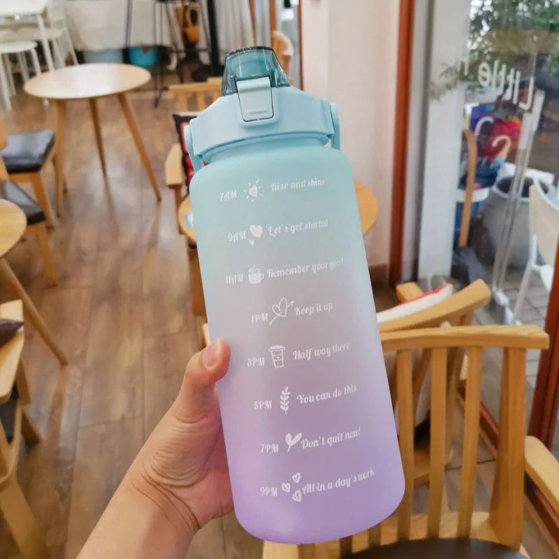 2 Liter Water Bottle Stay Hydrated Motivated Leak proof Plastic Sport Bottle Reminder Times Sports Outdoor Fitness Office Indoor Merch Eternally