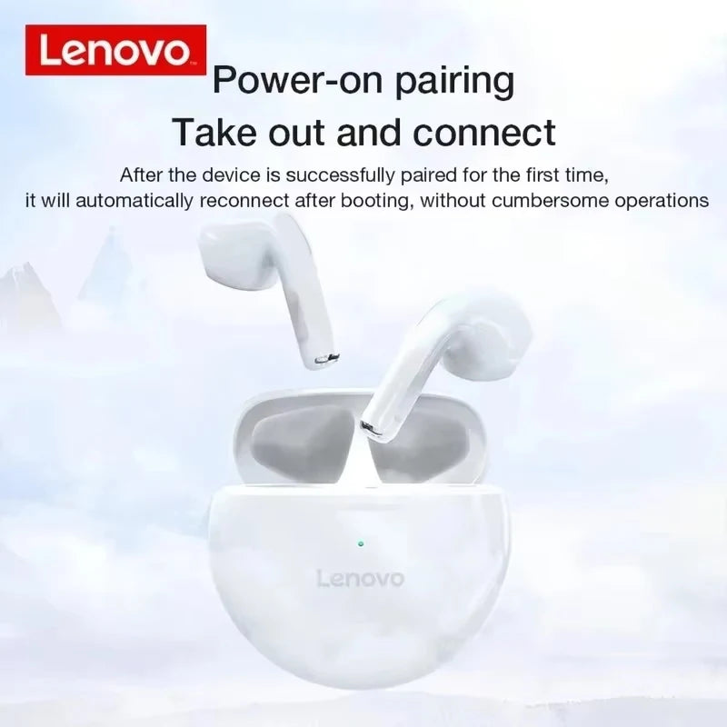 Lenovo HT38 TWS Sport Earphones, Mini Wireless Bluetooth Headset, HiFi Stereo Bass Fast Charging Case Sweatproof Running Earbuds Merch Eternally