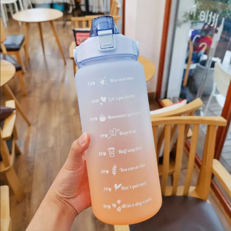 2 Liter Water Bottle Stay Hydrated Motivated Leak proof Plastic Sport Bottle Reminder Times Sports Outdoor Fitness Office Indoor Merch Eternally