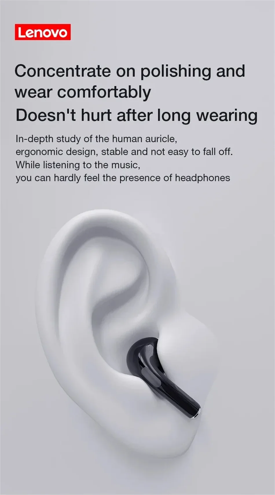 Lenovo HT38 TWS Sport Earphones, Mini Wireless Bluetooth Headset, HiFi Stereo Bass Fast Charging Case Sweatproof Running Earbuds Merch Eternally